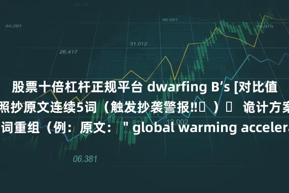股票十倍杠杆正规平台 dwarfing B’s [对比值]”🚨 写作SWT自杀操作：❌ 照抄原文连续5词（触发抄袭警报‼️）✅ 诡计方案→ 名词替换+连词重组（例：原文：＂global warming accelerates ice melting＂改写→ ＂Ice melt speeds up🔄 due to intensified global warming＂）发布于：广东省